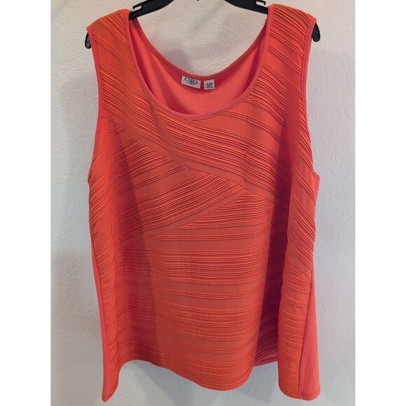 Cato Tops - Cato Woman Coral Orange Textured Sleeveless Tank Top Plus Size 26/28W